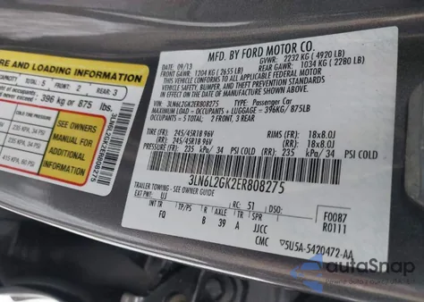 2014 Lincoln Mkz из США, поврежденный, VIN 3LN6L2GK2ER808275